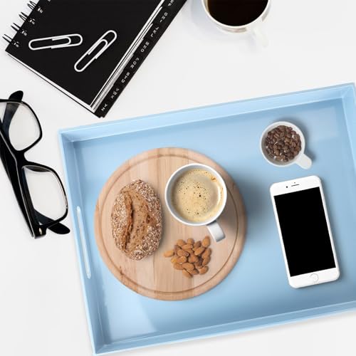 Spsyrine Blue Plastic Serving Tray with Handles for Coffee Table - color: Multi B