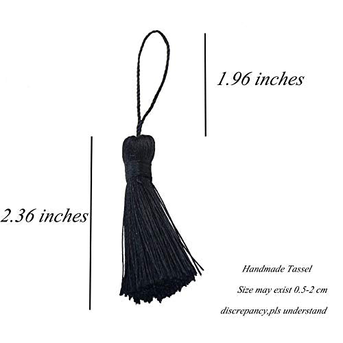 20Pcs 4.3 Inch Silky Mini Craft Tassels for Earrings, Souvenir(Black) - color: Black