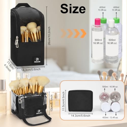 Relavel Makeup Brush Bag, Foldable Stand Up Large Makeup Brush Holder