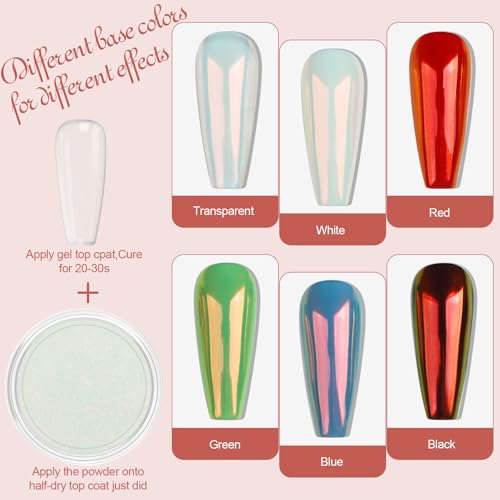 Artdone Red Aurora Chrome Nail Powder, Iridescent Unicorn Powder Metallic Mirror Effect Pigment Pearlescent Mermaid Pearl Glitter Dust Kit, Nail Art Decoration, Resin Craft - color: 1 Jar - Red Aurora