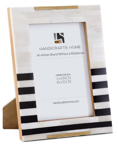 Handicrafts Home Handmade Bone Inlay 4x6 Black Picture Frame Brass Decor - color: WEST-COAST-NAPLES, size: 4X6