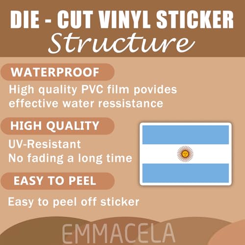 (3PCS) Argentina Flag stickers, Countries Flag Stickers - Waterproof Vinyl Decals For Laptops, Tumblers, Water Bottles, Books, Scrapbooks, Size 3 x 2 Inch - color: Argentina