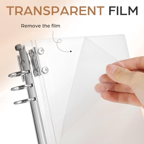 Tofficu Clear A5 Binder Cover 9.05X7.28In Acrylic Notebook Shell Refillable Transparent Journal Photo Album Cover with Loose Leaf Ring for Office and School Supplies