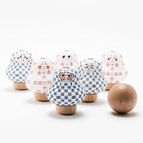 IPPINKA Cocolan Japanese Lantern Paper Lamp - Table Lamp - Cordless LED Mini Bulb - Handmade in Japan - Daruma Good Luck Charm