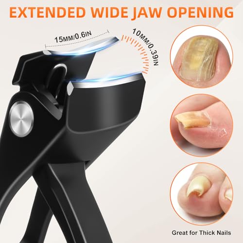 Toe Nail Clippers for Thick Nails for Seniors, Ingrown Toenail Clippers - color: Black, size: L