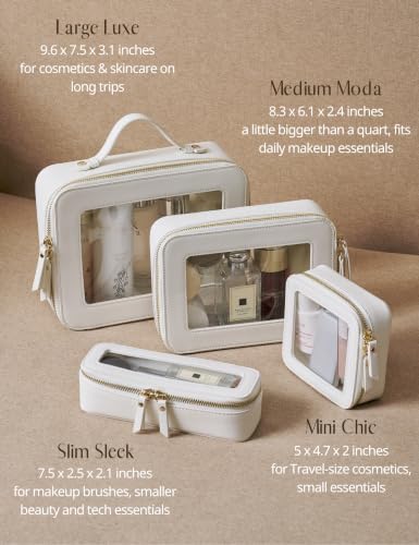 Popvibe Small Clear Makeup Bag for Purse, Travel Cosmetic Case, White, Mini - color: White, style: Mini Chic