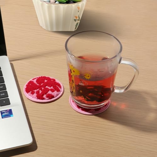 Car Cup Holder Coasters, 3 Inch Felt Inserts for Women’s Car Accessories, Pink Drink Coasters for Automotive Organization, Desk Use and Car Must-Haves 2Pack - color: Pink&red