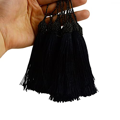 20pcs 6 Inch Silky Tassels with Chinese Knot for DIY Crafts(Black) - color: Black