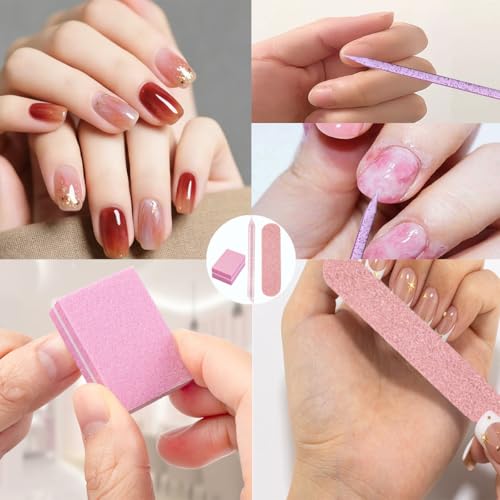 50 Sets Disposable Manicure Kit,Professional Manicure Press On Nail Tool Kit with Nail File,Nail Buffer Block,Crystal Stick and Bags for Travel Salon Home - color: Pink/50pcs