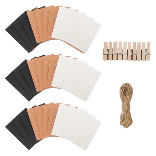 30Pcs 3x4Inch 3colors Paper Photo Frames with String & Clips - color: 3 colors, size: 3x4inch
