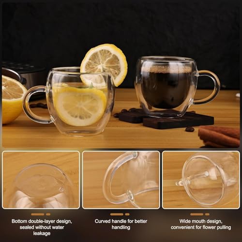 2.5oz Espresso Cups Set of 4, Small Expresso Shot Glass, Clear Expresso Coffee Cup with Handle, Double Wall Insulated Espresso Mugs,Tazas De Cafe Expreso, Suif for Espresso Machine Accessories - size: 2.5oz-4pack