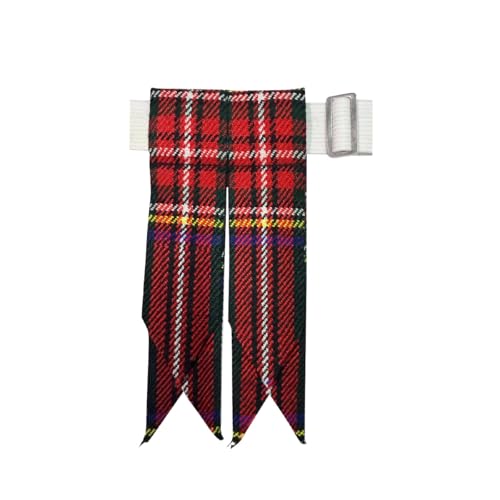 Men's Men's Tartans Kilt Flashes with Heavy Buckle Elastic Adjusters Fit - color: Black Stewart