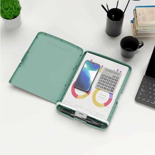Hongri Clipboard with Storage with Pencil Case, 8.5 x 11 Storage Clip Board - color: Dark Green
