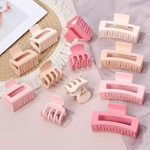 SMKSL 12 Pcs Hair Claw Clips for Women & Girls 3 Styles Hair Accessories - color: Pink