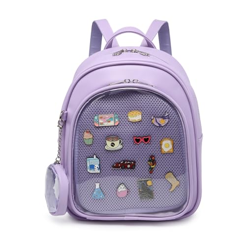 Aesthetic Kawaii Ita Backpack Pin Display Cute Purse For Anime Pins - color: Purple