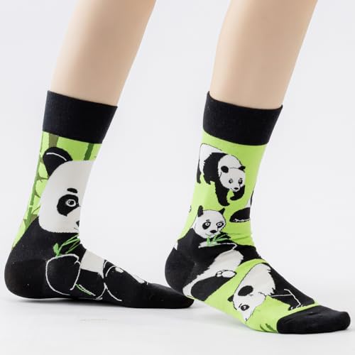 2 Pairs Cartoon Animal Crew Socks Fun Cotton Mid Calf Socks for Women - color: Panda