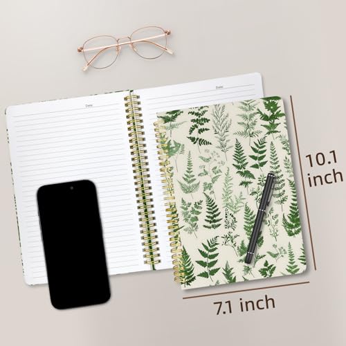 Cute Spiral Notebook Lined Journal B5 Note Book with Pocket, Plants - color: Green Plants