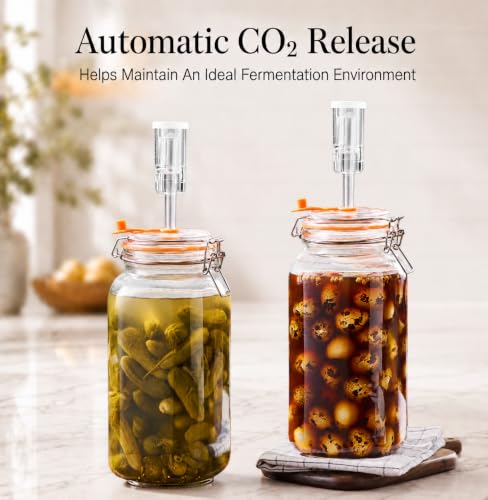 Fermentation Jars, 2L Fermenting Kit With Glass Weights, 2-Pack