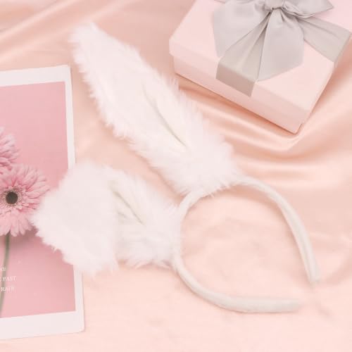 White Bunny Ears Headband Rabbit Ears 22CM Long - color: White Bunny