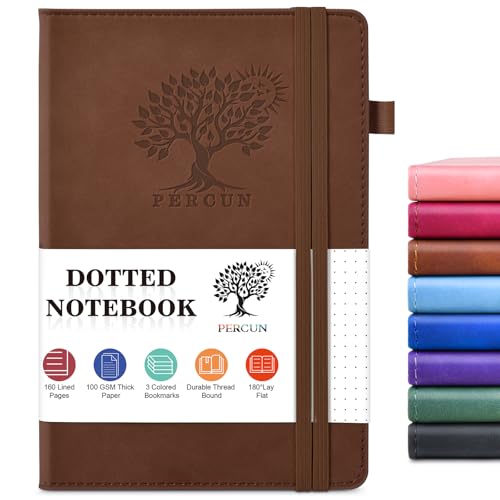 Dotted Journal 5.9"×8.5", 160 Pages Dot Grid Notebook, Bullet Journaling - color: Brown, size: Dotted Page