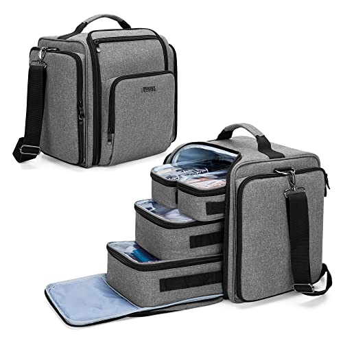 BAFASO Makeup Bag Cosmetic Bag with 4 Inner Removable Pouches, Gray - color: Gray