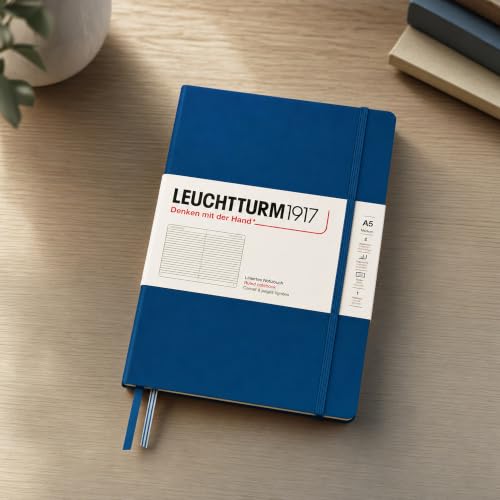 LEUCHTTURM1917 - Notebook Hardcover Medium A5-251 Numbered Pages for Writing and Journaling (Indigo, Ruled) - color: Indigo, style: Ruled