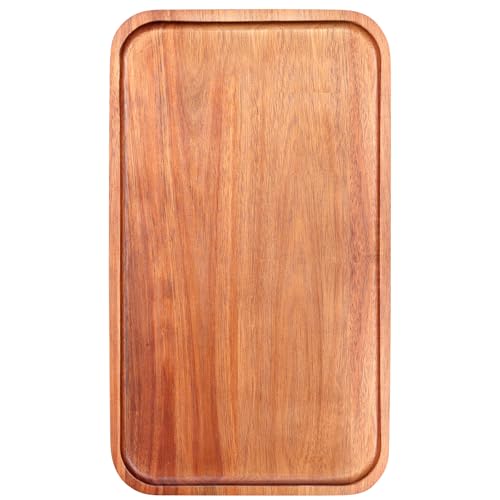 Medium Wooden Serving Trays for Party Long Charcuterie Boards Rectangle Acacia Wood Platter Fruit Dessert Tray for Food Dish Snack Cookie Appetizer Plates Cheese Board Kitchen Dinner Platters - size: 14" × 8" × 0.6"