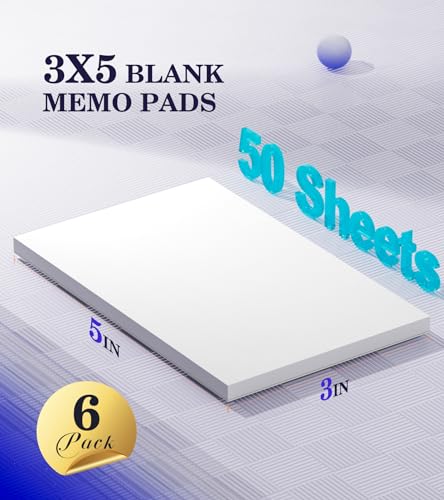 Notepads 3x5, 6 Pack Small Note Pads, Server Note Pad, Scratch Pads 3x5 - color: White- 6 Pack, size: 3x5