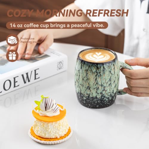 Celadon Rain Ceramic Mug, 14oz Reactive Glaze Mug, Housewarming Gift - color: 14OZ - Celadon Rain · RENEW
