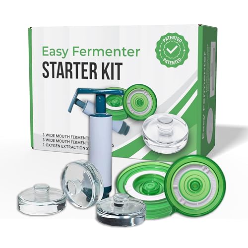 Fermentation Lids Starter Set, Includes 3 Airlock Fermentation Lids and 3 Glass Weights, Sauerkraut Fermenting Kit for Wide Mouth Mason Jar, Pickles, Vegetables, Kimchi kit (Green) - color: Green
