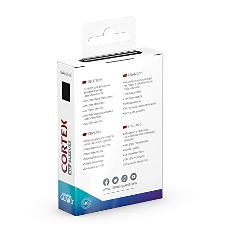 Ultimate Guard Cortex Outer Card Sleeves, 60 Japanese Size TCG Sleeves, 62 x 89mm, Black Back, Glossy Finish, No PVC & Acid-Free, High Clarity - color: Black, size: Japanese Glossy