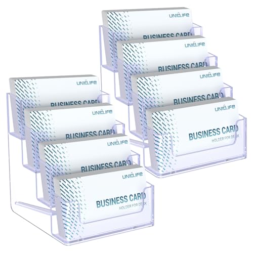 Uniclife 2 Pack Acrylic Business Card Holder for Desk, 240 Card Capacity - color: 4 Slot, size: 2 Pack