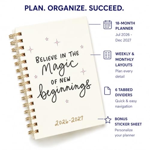 WORLD TRAVELER Academic Planner School Organizer Jul 2026-Dec 2027, 7"x9" - color: Ivory Magic