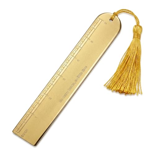 6 Inch Metal Ruler Bookmark, Gold - color: Gold