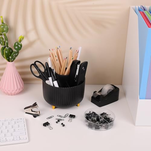 SKYDUE Black Office Supplies with Pencil Holder,Desk Accessories 11PCS - color: Black