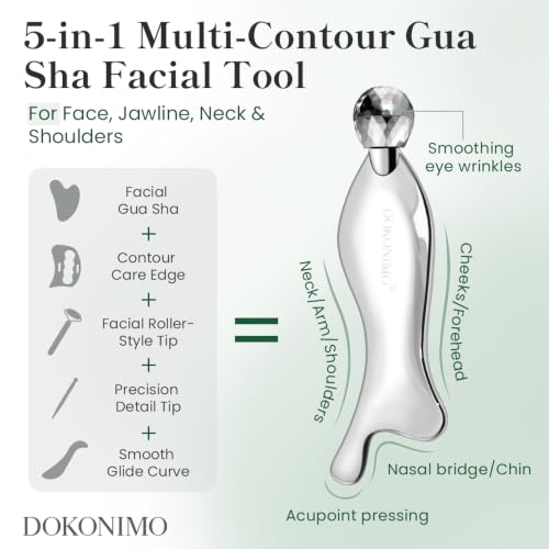 FSA, HSA Eligible, 5-in-1 Multi-Contour Gua Sha Facial Tool