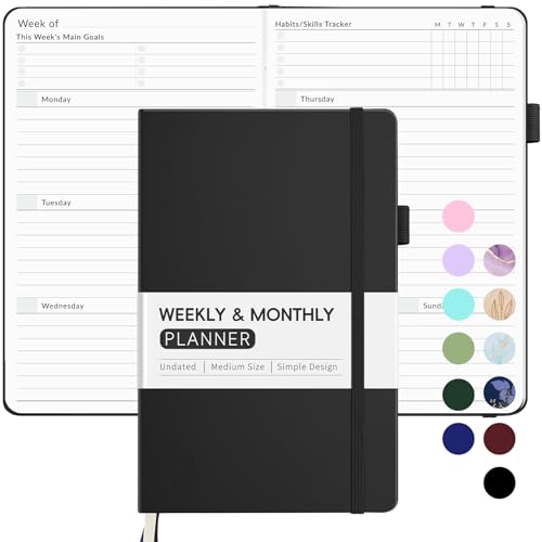 Undated Planner for 2026-2027, Forvencer Weekly Monthly Calendar Planner-A5 - color: Black