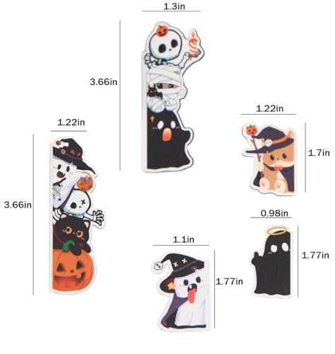 5pcs/Set Cute Magnetic Bookmark, Funny Peeping Ghost Book Marker Clip for Teachers, Students, Book Lovers Gifts, Printing on 2 Side (Ghost) - color: Ghost
