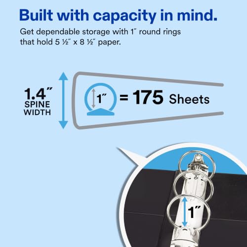 Avery Mini 3 Ring Binder, 1" Round Rings, 1 White Binder - size: 1"