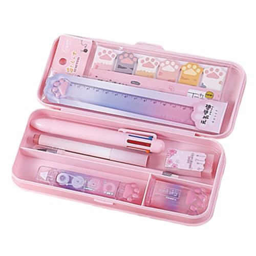 MOZXIRZ 9 Pcs Cute Pink Stationery Set for Girls Boys Kids Women Back to School Supplies Office Supplies Cartoon Cat Paw Stationery Set Aesthetic Kawaii Stationery Gift (Pink) - color: Pink