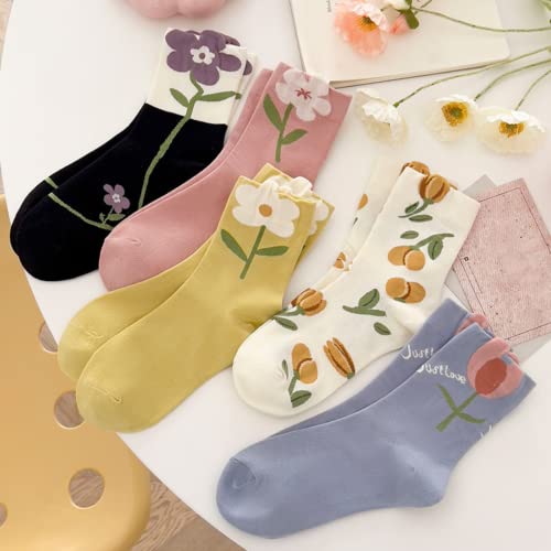 OTAODKA Cute Cotton Socks for Women Novelty Ankle Athletics Sock - color: 5 Pack Tulip