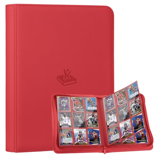 Trading Card Binder 9 Pocket, 360 Pockets Card Collection Binder - color: Red