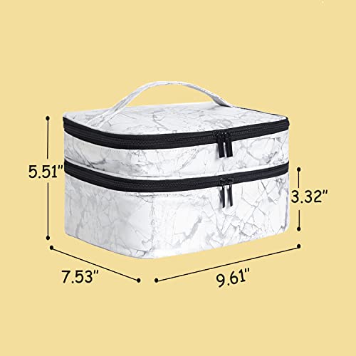 Nail Polish Organizer- Holds 30 Bottles Nail Supply Organizers and Storage Double-layer Nail Bag Organizer Case Nail varnish Organizer Nail Polish Storage Bag with Handle (White-a) - color: White-a