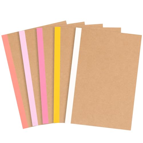 EOOUT 5 Pack A5 Composition Notebook, Kraft Lined Journal Bulk with Pink Spine, 5 Colors, 60 Pages for Women Girls Kids, School Office Supplies - color: Pink, style: Lined-5pack