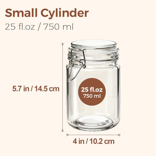 ComSaf 25 oz Glass Jars with Airtight Lids 6 Pack Pantry Coffee Canisters - size: 25 fl oz x 6