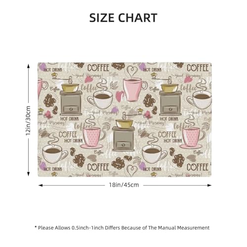 Rustic Coffee Print Placemats Washable Table Placemat Set of 4 - color: Light Gray, size: Set of 4