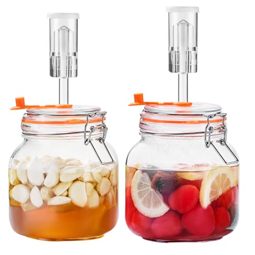 JILLMO 32 oz Glass Fermentation Jar Kit with Airlock, 2 Pack