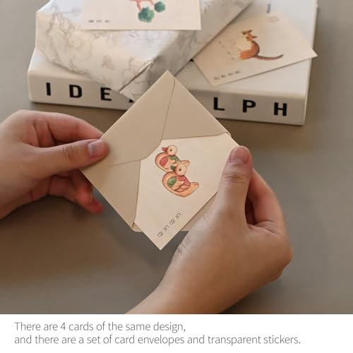 Monolike Day by Day Card, 102 Minhwa Ivory Series. 1 - Mix 48 Mini Single cards, 24 envelopes Package - color: 102 Minhwa Ivory Series. 1