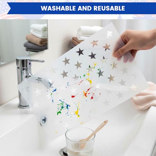 Koogel 50-Star American Flag Stencil Set, 3 Sizes Reusable & Easy-to-Use - style: 3PCS