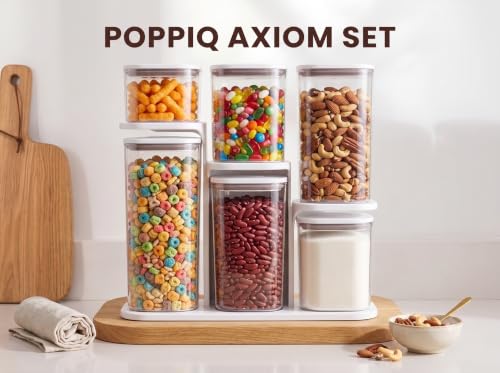 Pop Airtight Food Storage Containers with Lids, 6-Pc Set with Rack
